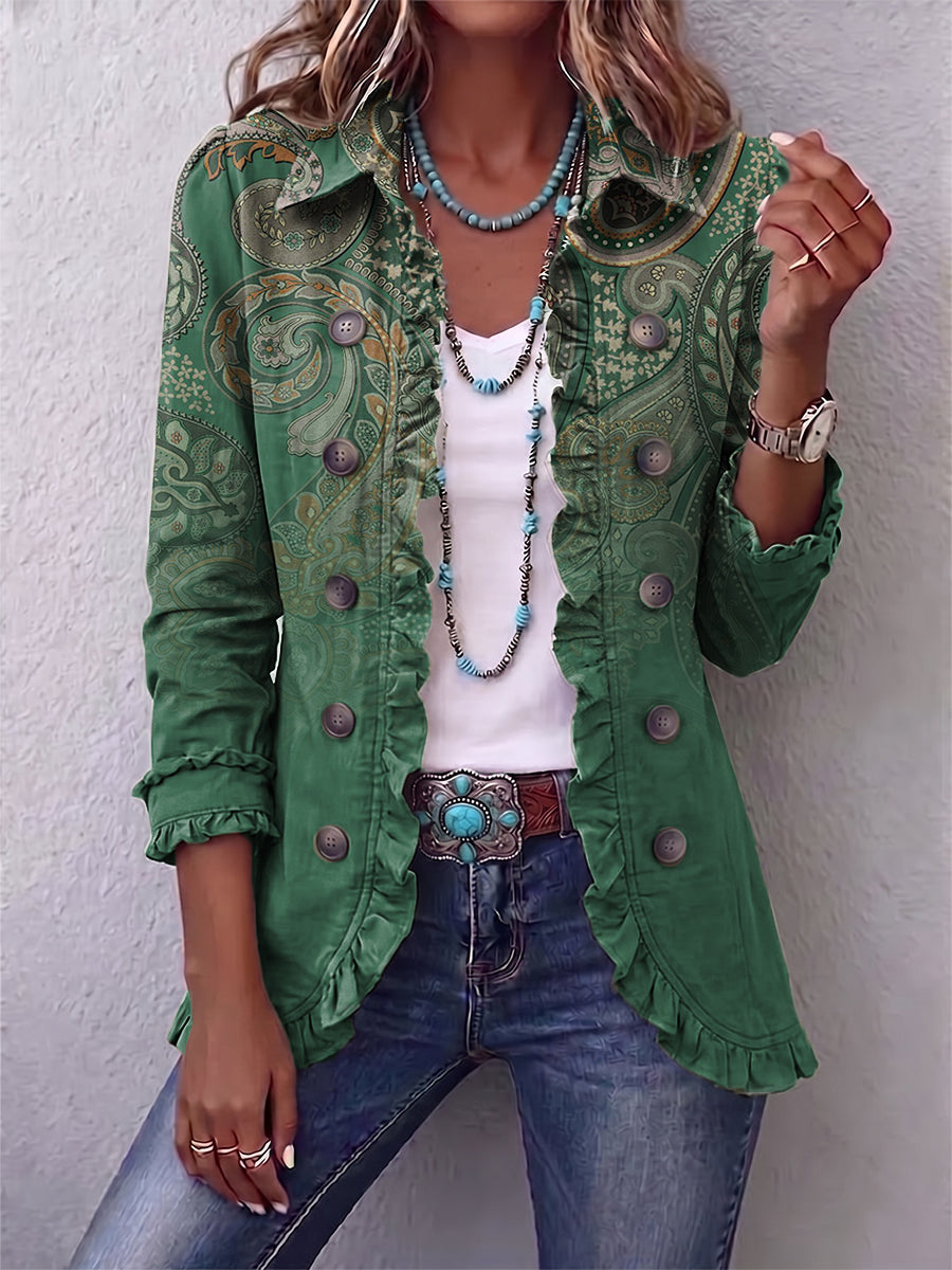 Addolorata | Green Paisley Ruffle Jacket