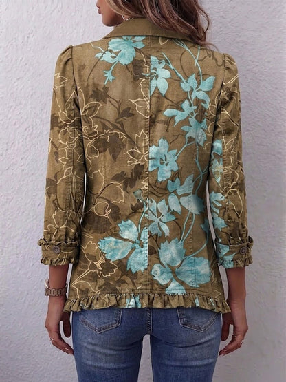 Domenica | Blended Floral Knit Ruffle Jacket