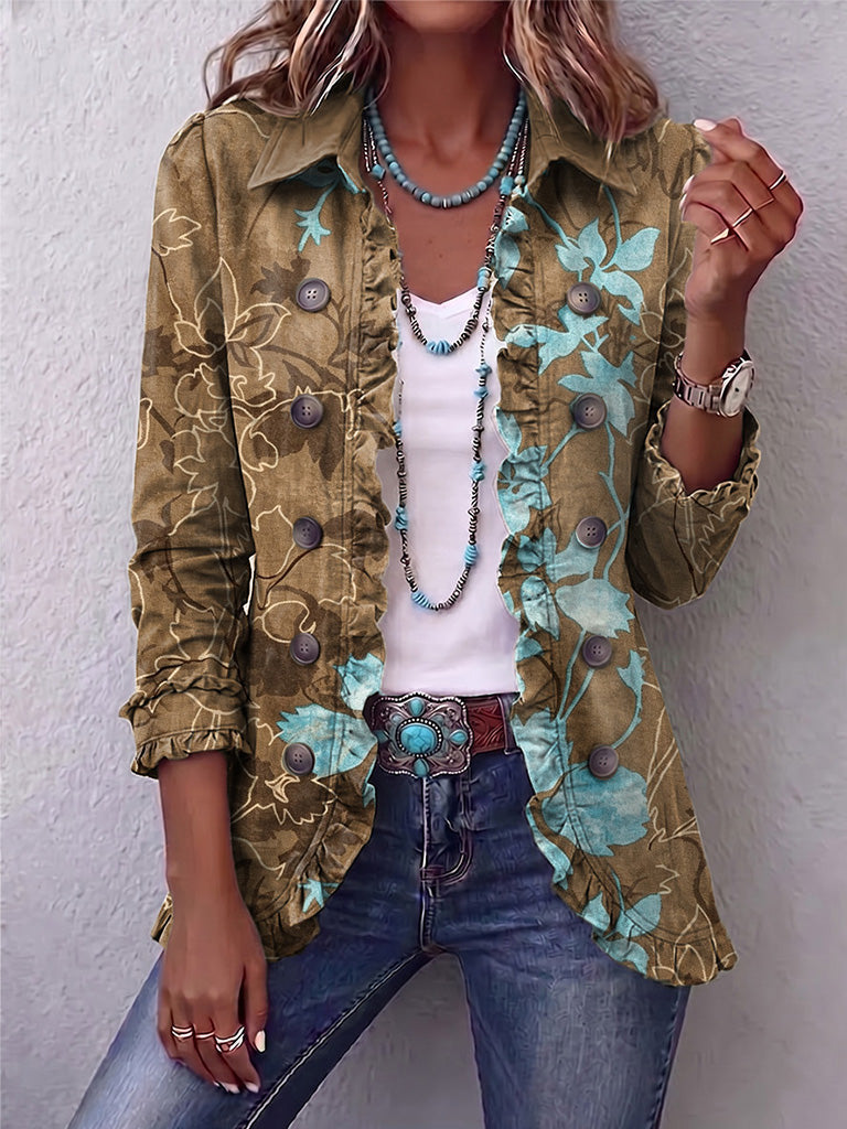 Domenica | Blended Floral Knit Ruffle Jacket