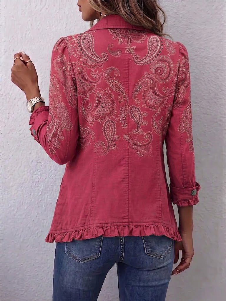 Agnese | Pink Paisley Ruffle Jacket