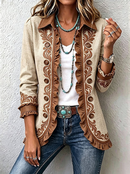 Aura | Cascading Ruffle Floral Statement Jacket