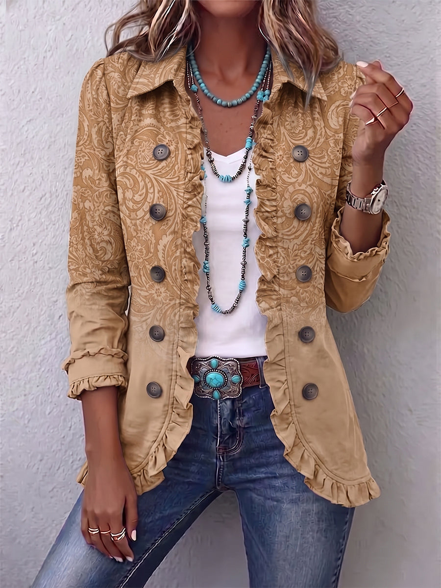 Zora | Cascading Ruffle Textured Pattern Blazer