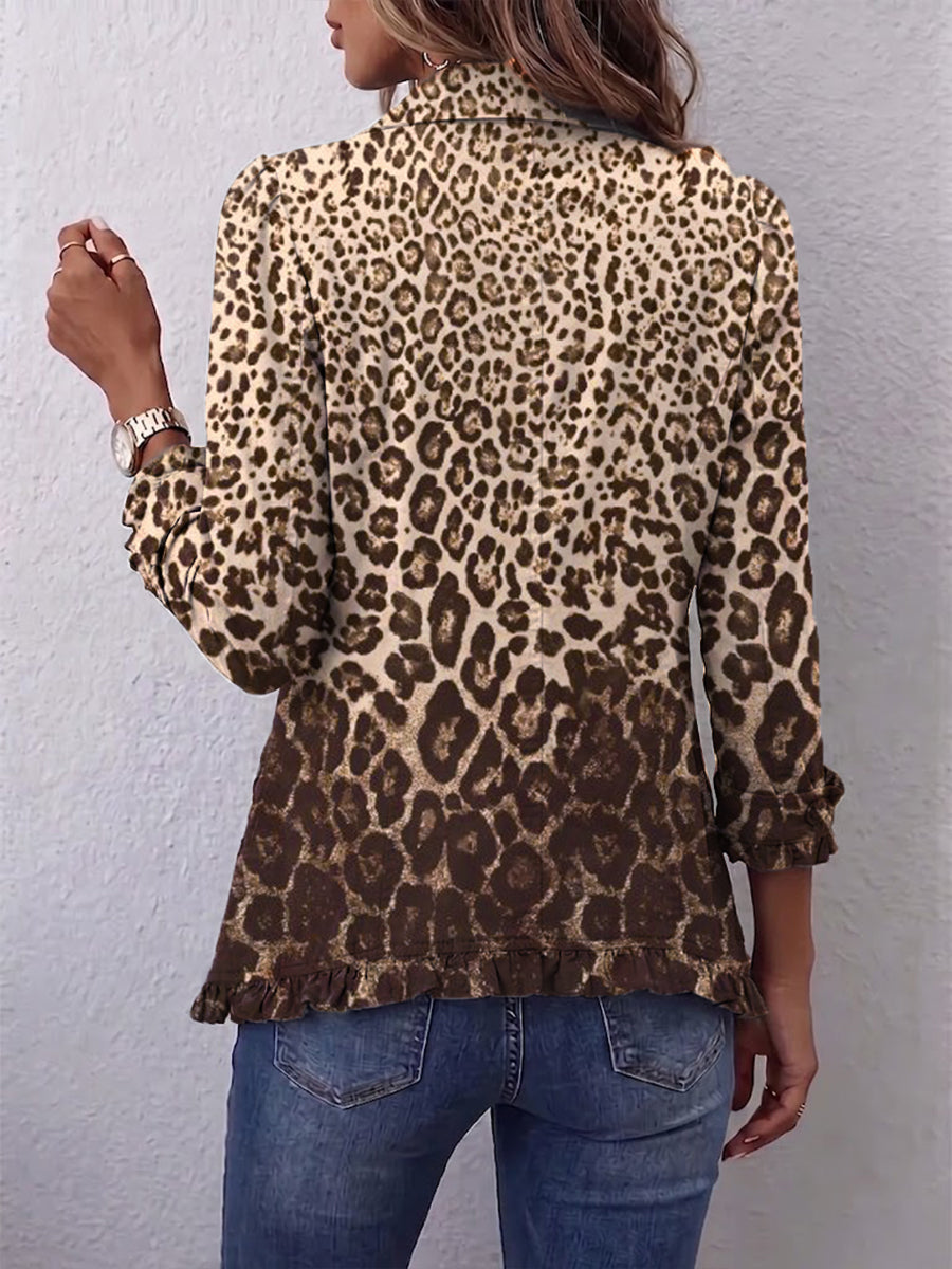 Novea | Leopard Print Ruffle Layering Jacket