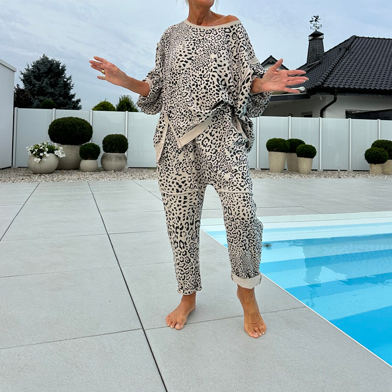 Women's Leopard Print Top & Pants 2-Piece Set — Anniversary Edit