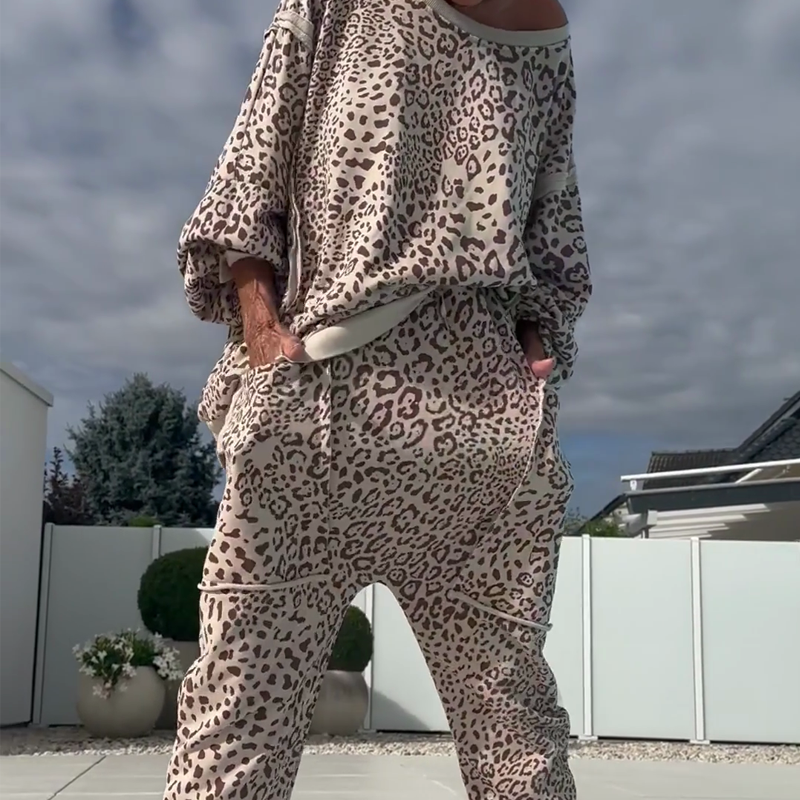Women's Leopard Print Top & Pants 2-Piece Set — Anniversary Edit