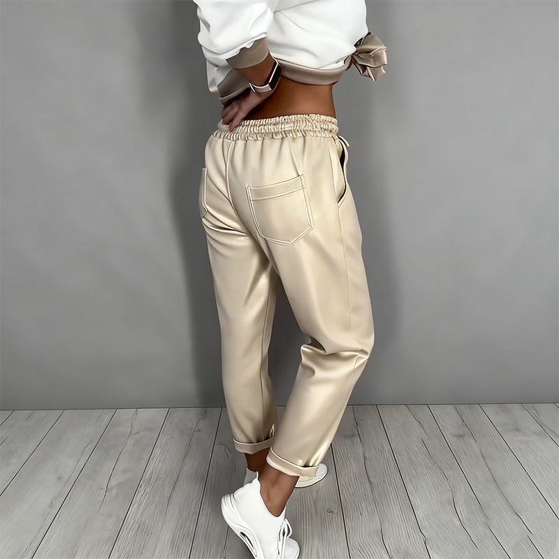 Women's Casual V-Neck Top & High Waist Pants 2-Piece Set — Anniversary Edit