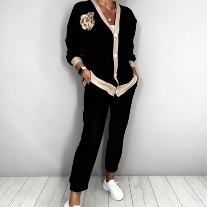 Women's Casual V-Neck Top & High Waist Pants 2-Piece Set — Anniversary Edit
