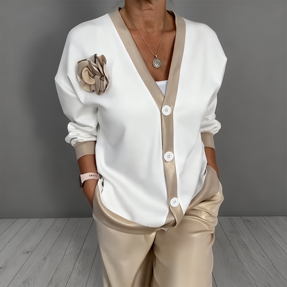 Women's Casual V-Neck Top & High Waist Pants 2-Piece Set — Anniversary Edit