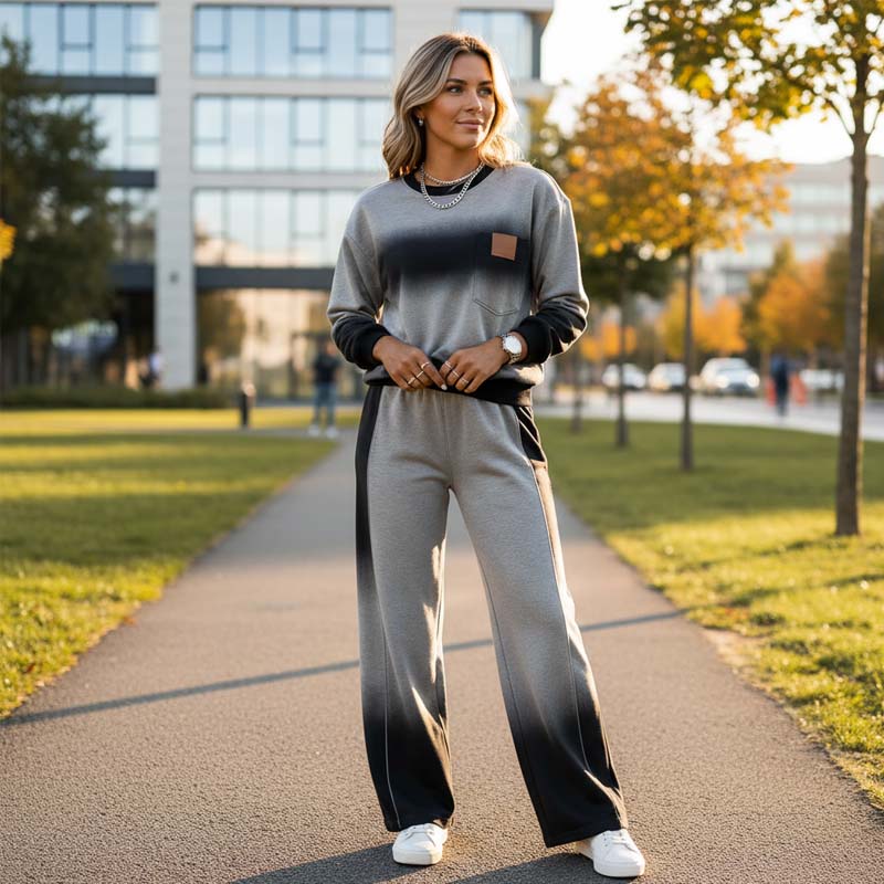 Women's Casual Gradient Top and Pants Set